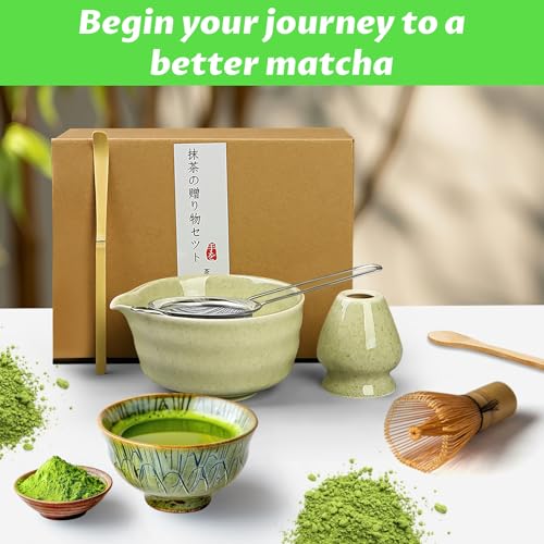 Matcha Set 6 Pcs Matcha Whisk Set with 20 oz Bowl