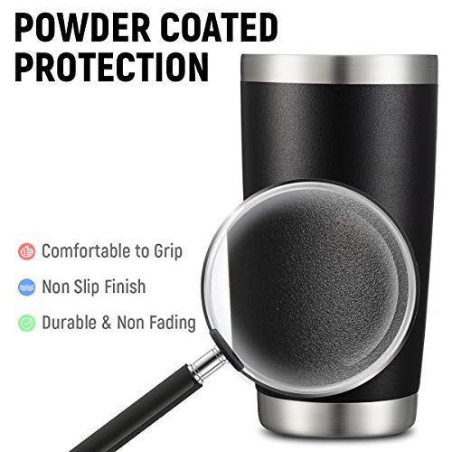20oz Black Tumbler 4 Pack Stainless Steel Insulated Travel Mug with Lid and Straw Vacuum Double Wall Coffee Cup for Hot Beverage and Cold Drinks (4 Count)