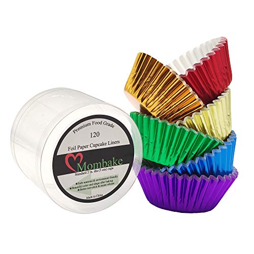 Rainbow 6 Bright Colors Standard Cupcake Liners Muffin Foil Paper Baking Cups (120 Count)