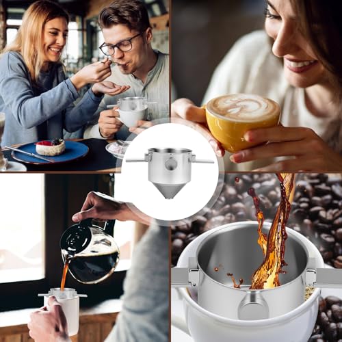 Pour Over Coffee Dripper Stainless Steel Coffee Filter Pour Over Coffee Maker Collapsible Coffee Dripper Cup Cone Filter for Travel Camping