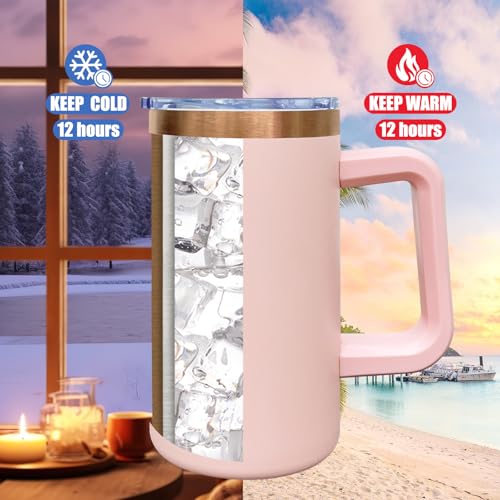 22oz Insulated Coffee Mug Bulk with Handle and Lid Pink (8 Count)