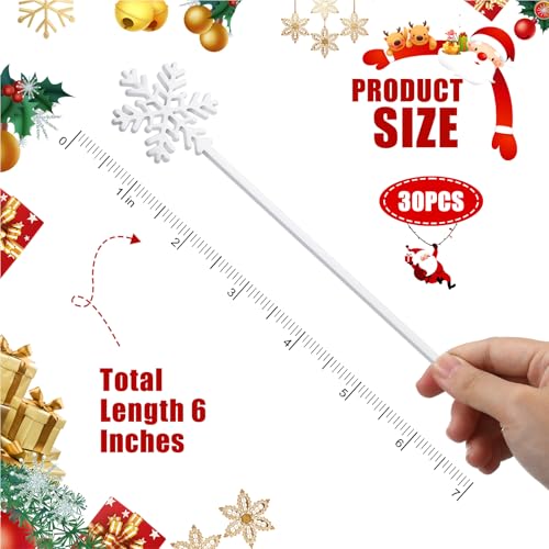 30 Pcs Christmas Drink Stirrers Snowflake Stir Sticks
