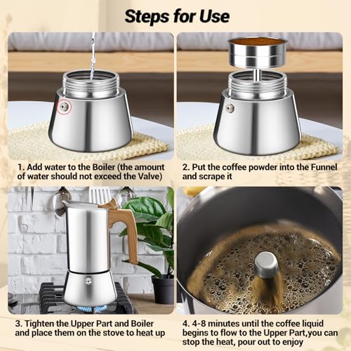 No Coating 2 Cup Moka Pot Thickened 304 Stainless Steel