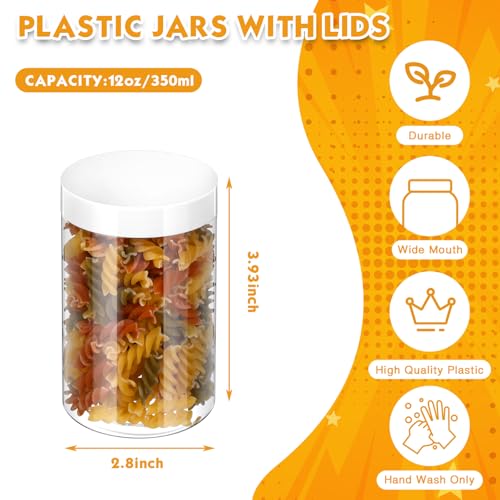 4 Pcs Plastic Jars Wide Mouth with Lids