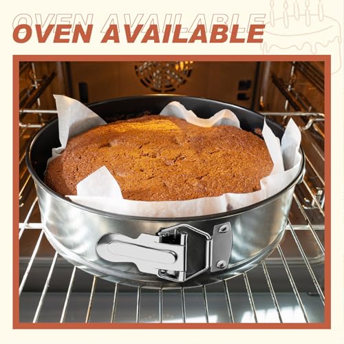 4 Pcs 8 Inch Non Stick Springform Pan with Removable Bottom Carbon Steel Round Springform Cheesecake Pan with Stainless Steel Spring Buckles for Baking Kitchens Restaurant (4 Count)