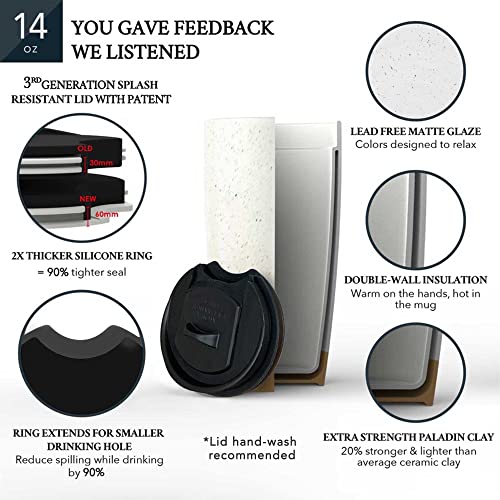 Double Wall Ceramic Coffee Travel Mug with Lid