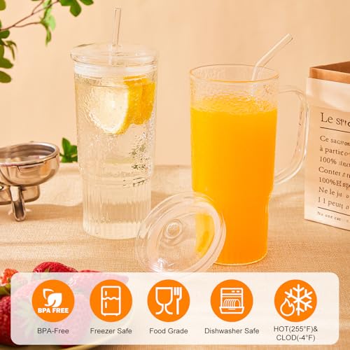 Glass Cups with Lids and Straws (2 Count)