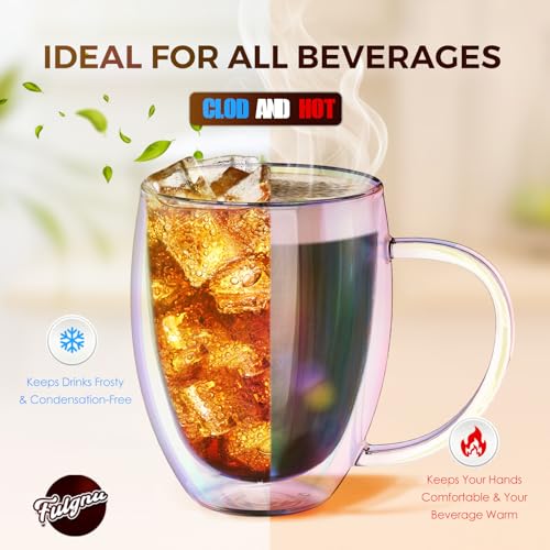 Double Wall Glass Coffee Mugs Set of 2