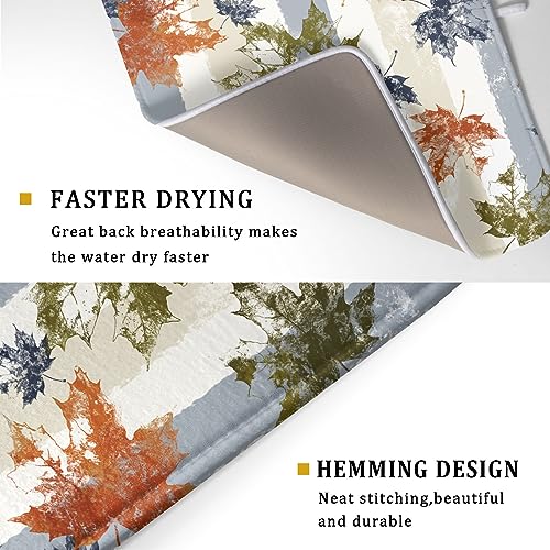 Autumn Colorful Maple Leaves Dish Drying Mat for Kitchen Counter