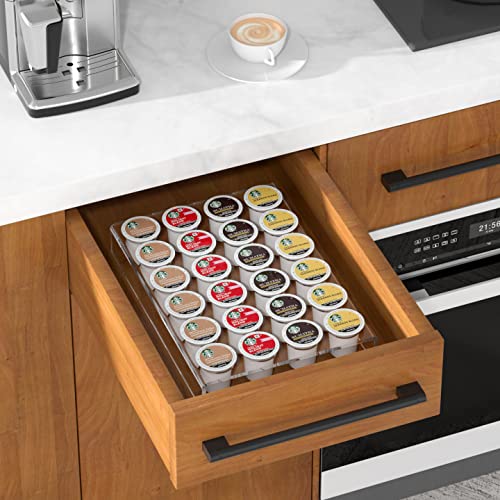 Acrylic K Cup Drawer Organizer Tray Pod Holder for 24 Coffee Capsules
