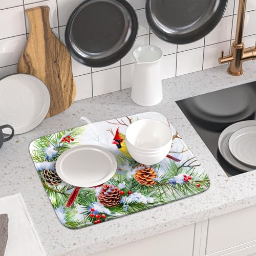 Red Birds Dish Drying Mat