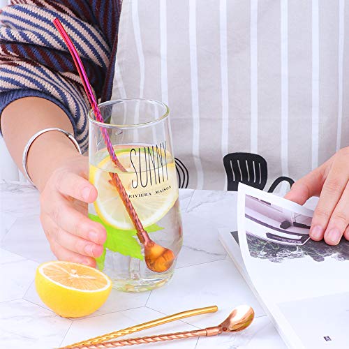 10 pcs Metal Straw Spoons with 2 Cleaning Brushes