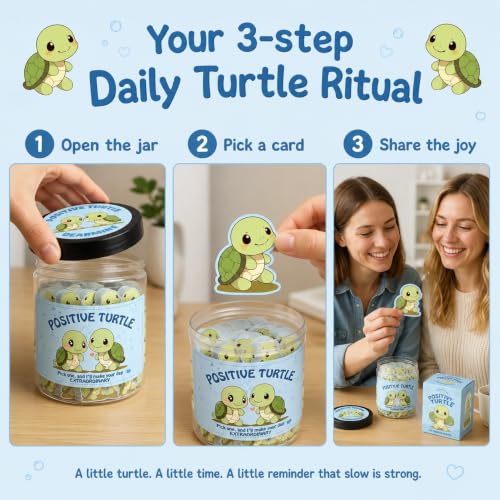 60 Positive Turtle Cards Jar