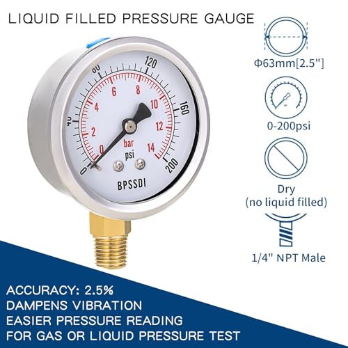 0 200 Psi Pressure Gauge