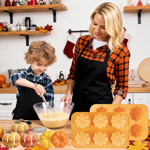 Pumpkin Cake Molds Silicone 3D Pumpkin Cake Cupcake Pan Fall Candy Molds (12 Cavities)