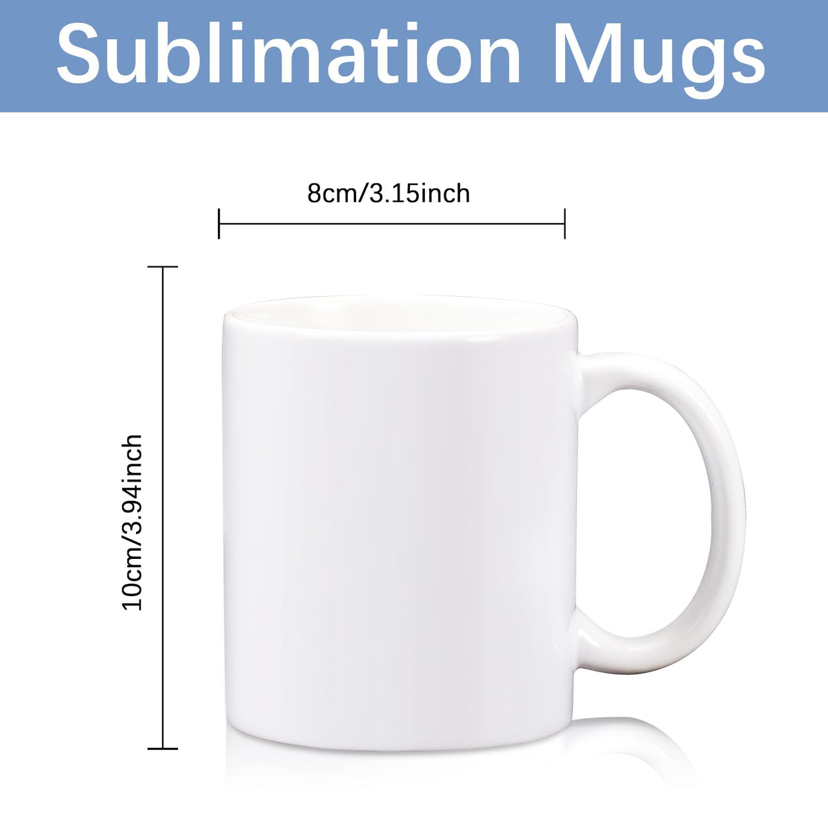 White ceramic sublimation mug blank with round handle