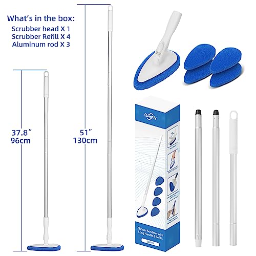 Shower Bathtub Tub Tile Scrubber Cleaning Brush with 51'' Handle (5 Count)