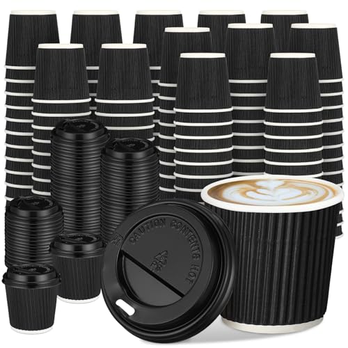 100 Set 4oz Disposable Espresso Coffee Cups with Lids