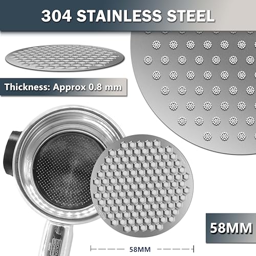 V4 Espresso Puck Screen 0.8mm Thickness Honeycomb Mesh Double Layer Black Protective Coating for Coffee Portafilter Basket
