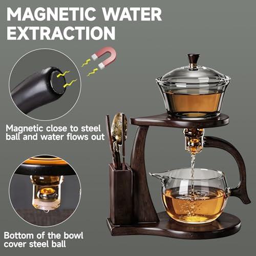 Lazy Gong Fu Tea Set Semi Automatic Magnetic Glass Teapot