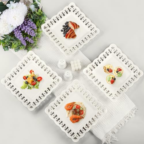 Ceramic Square Dinner Plates (4 Count)
