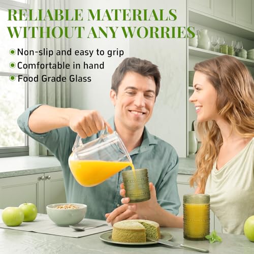 Hobnail Drinking Glasses Set of 12 Kitchen Glass Cups Glassware (12 Count)