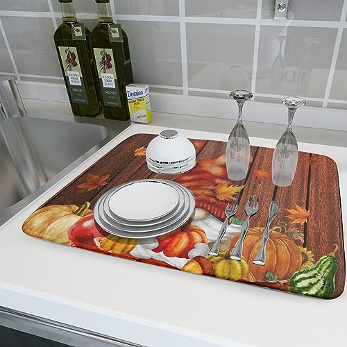 Fall Gnome Dish Drying Mat for Kitchen Counter