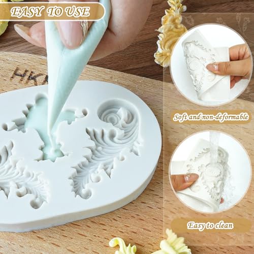 Baroque Style Silicone Molds Curlicues Scroll 3D Border for Clay Fondant Chocolate Sugar Craft Decor