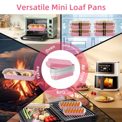 100 Pack 6.8 oz Rectangular Mini Loaf Pans with Lids and Spoons (30 Count)