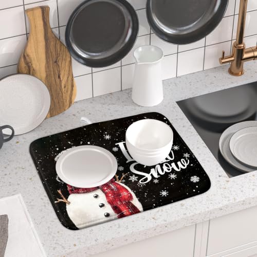 Winter Snowflakes Dish Drying Mat for Kitchen Counter