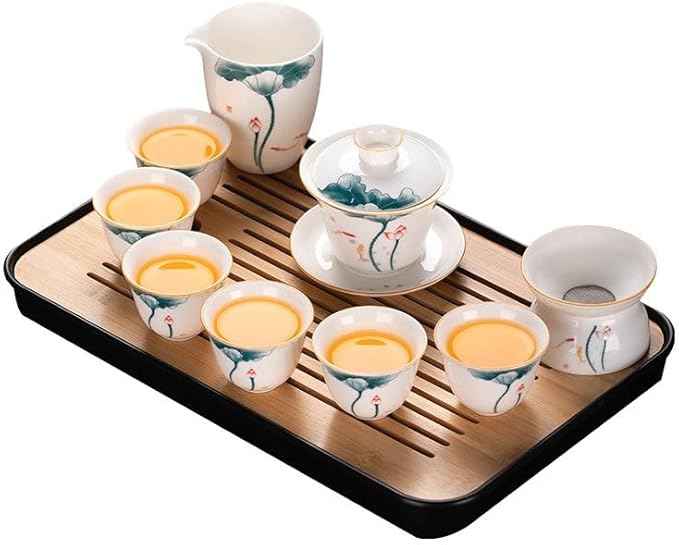 White Jade Porcelain Gongfu Tea Set, Gaiwan with Teacups-suit13