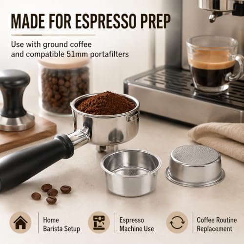 4Pcs 51mm NonPressurized Coffee Filter Basket (4 Count)