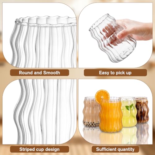 8 Pcs Ribbed Glass Cups (24 Count)