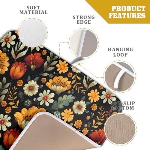 Vintage Boho Floral Dish Drying Mat for Kitchen Counter