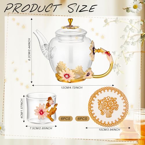 7 Pcs Floral Tea Set for Women (7 Count)