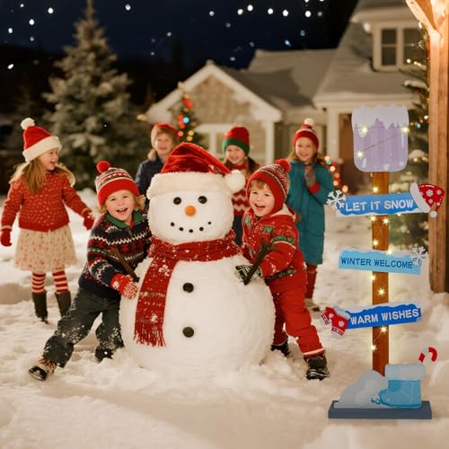Lighted Wooden Christmas Porch Sign