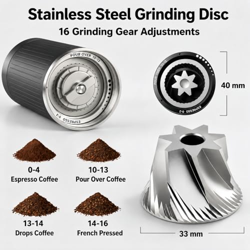 2-in-1 Portable Electric & Manual Coffee Grinder, Black