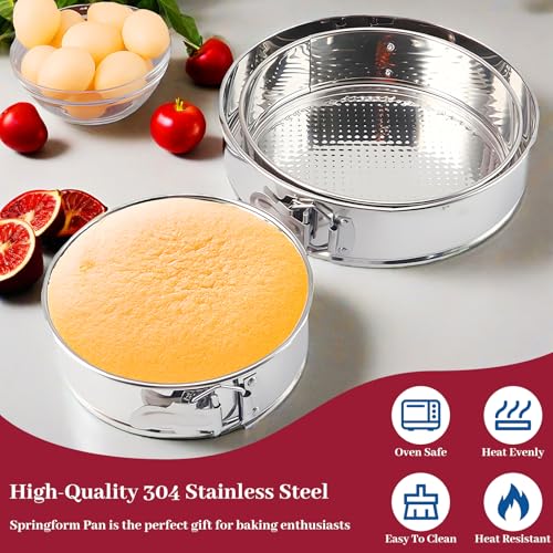 10 Inch Springform Pan 304 Stainless Steel Nonstick Springform Cake Pan with Removable Bottom