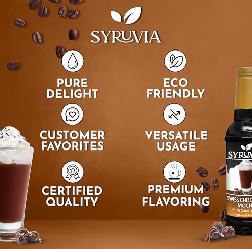 Coffee Syrup Swiss Chocolate Mocha Flavored Syrup for Drinks (25.4 Fl Oz)
