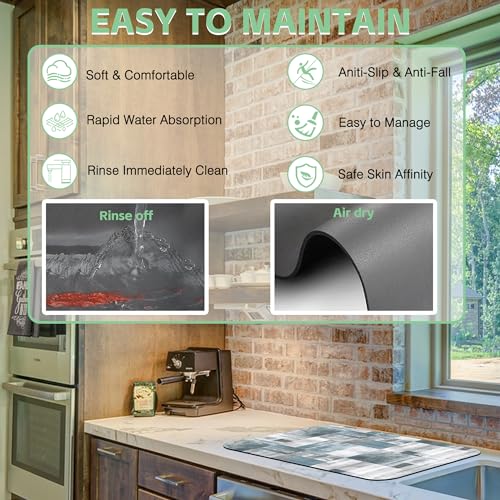 Dish Drying Mat for Kitchen Counter Absorbent Dish Coffee Mat 16"X24"