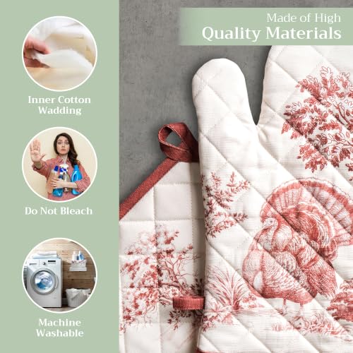 100% Cotton Oven Mitt & Pot Holder Set