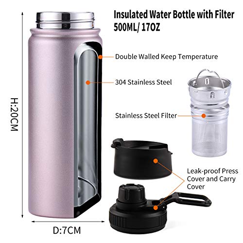 Infuser Travel Mug with Removable loose leaf Tea Strainer Tea Filter Water Bottle 18
