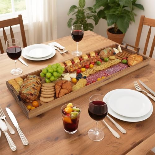 Acacia Wood Large Charcuterie Board 36x12 Inch with Cheese Knife Set