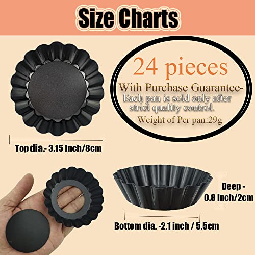 24Packs Mini Tart Pans 3 Inch with Removable Botttom