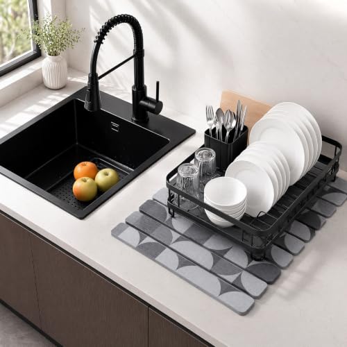 Large Stone Dish Drying Mat for Kitchen Counter (2 Count)
