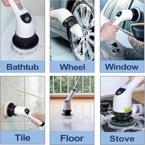 Electric Spin Scrubber for Cleaning with 7 Replaceable Heads