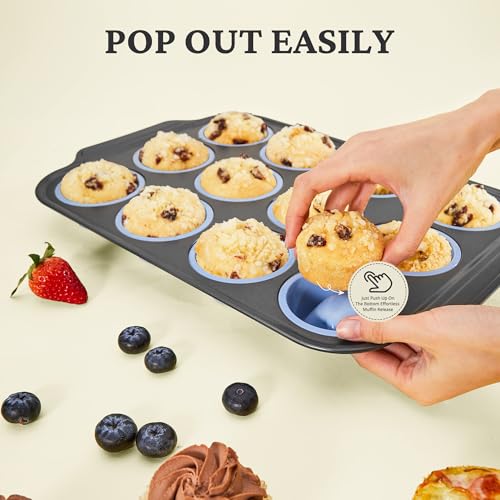 Silicone Muffin Pans for Baking with Metal Frame