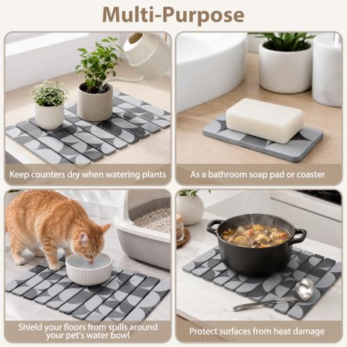Large Stone Dish Drying Mat for Kitchen Counter (2 Count)