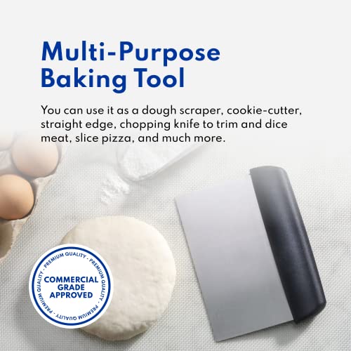 Bakery Grade Stainless Steel Dough Scraper with Black Plastic Handle