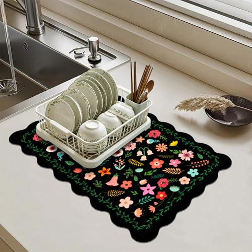 Scalloped Dish Drying Mats for Kitchen Counter